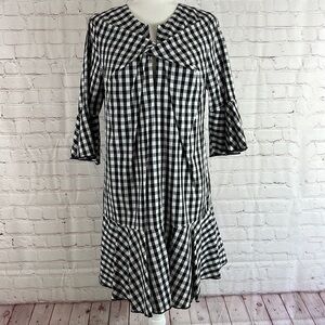 Anthropologie The Korner Black White Gingham Dress Size Large NWT